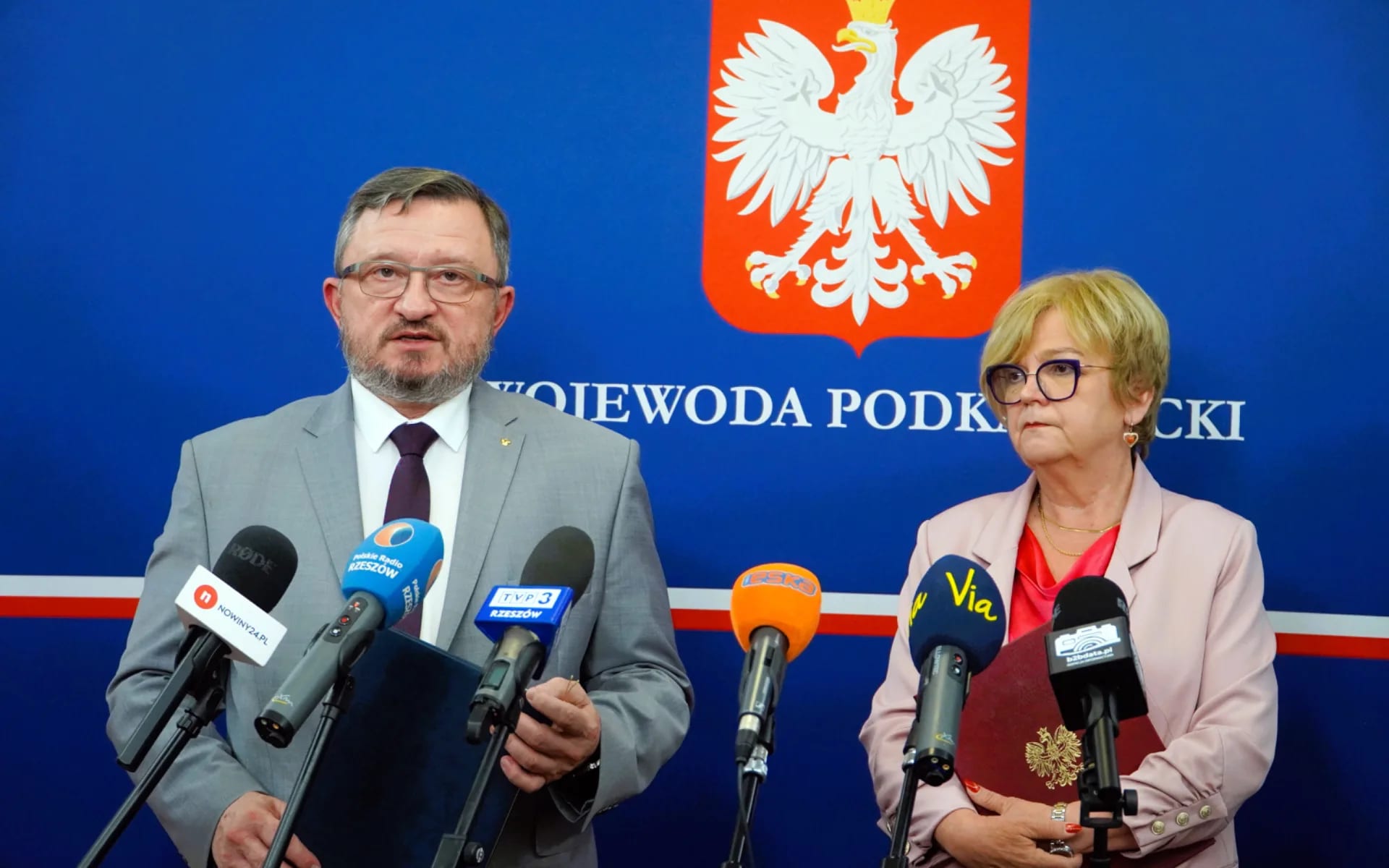 Mirosław Welz i Teresa Kubas-Hul podczas konferencji prasowej
