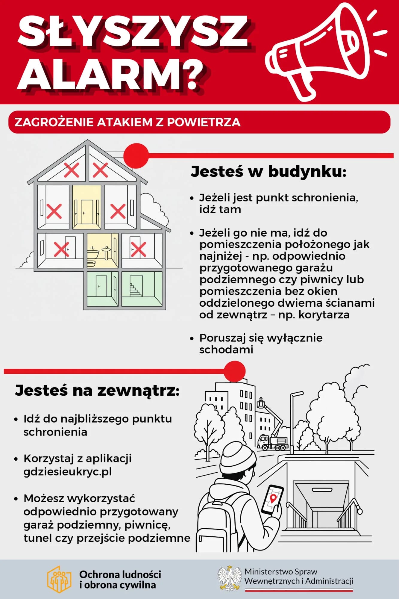 Jak zachować się w trakcie alarmu? Instrukcja