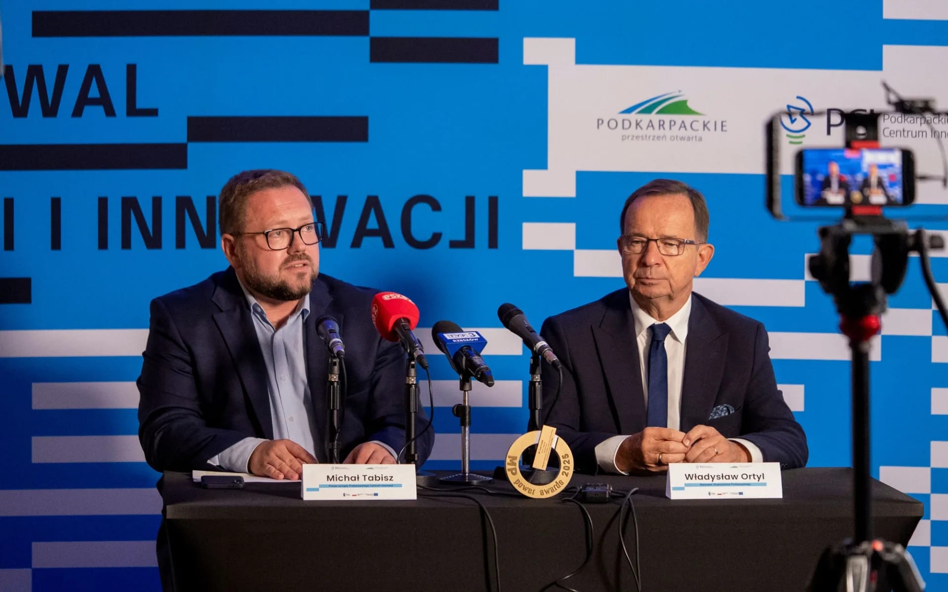 Michał Tabisz i Władysław Ortyl na konferencji prasowej