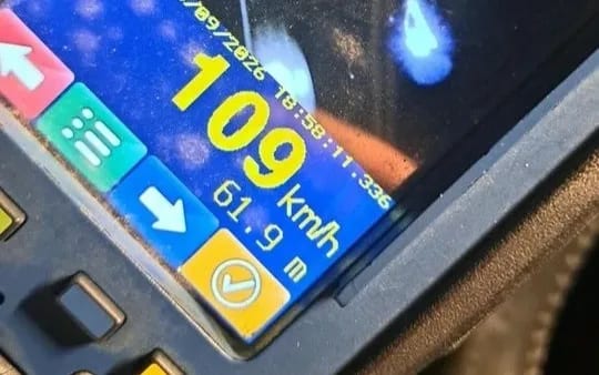 109 km/h na radarze policyjnym