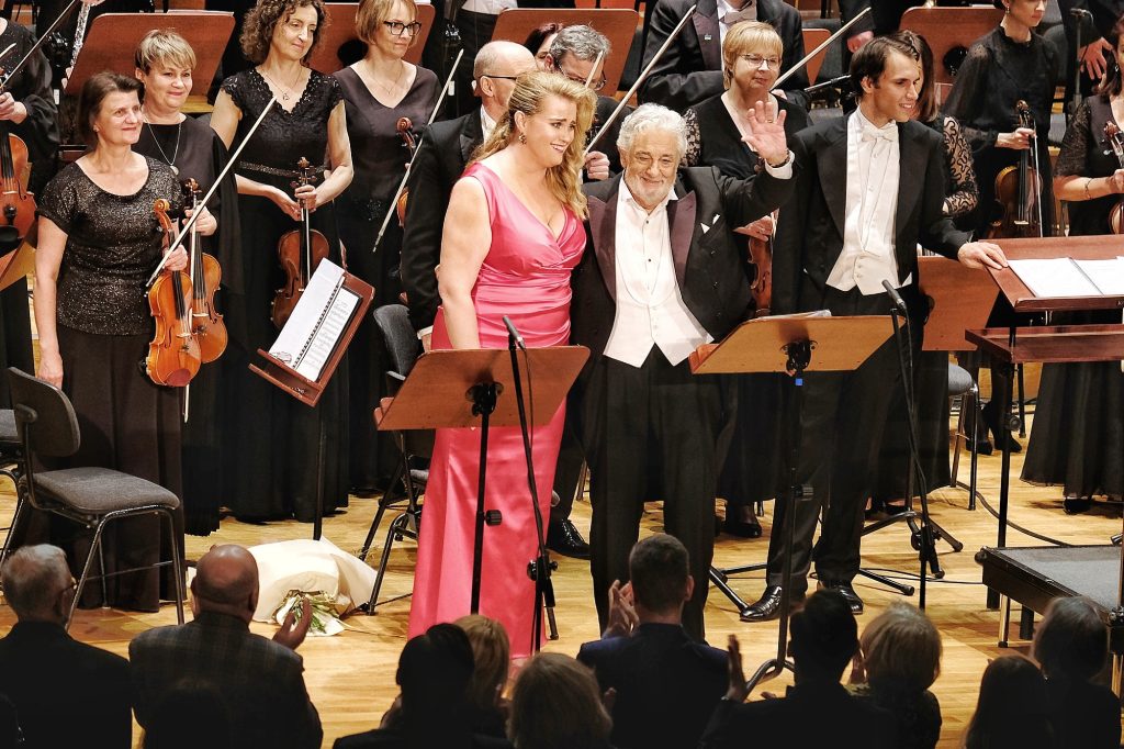 Rachel Willis-Sorenen i Placido Domingo na koncercie w Rzeszowie