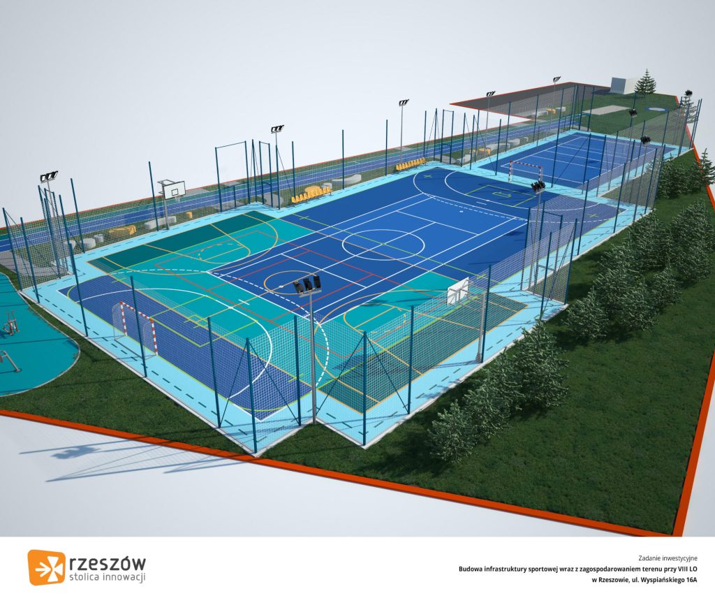 Projekt infrastruktury sportowej przy VIII LO w Rzeszowie