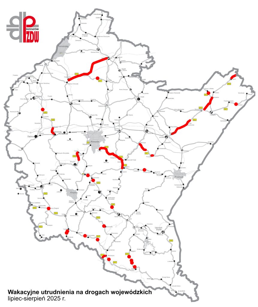 Remonty dróg na Podkarpaciu - wakacje 2025