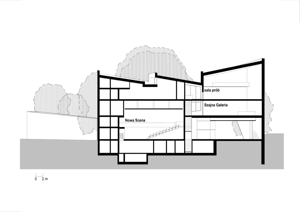 przekrój graficzny projektu Nowej Sceny w teatrze im. Siemaszkowej w Rzeszowie