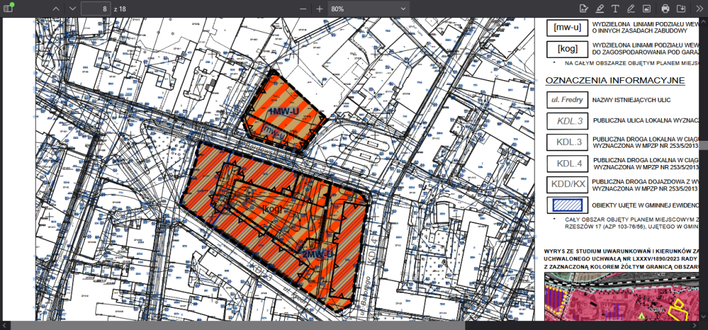 mapa Śródmieścia w rzeszowie