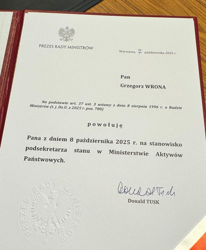 Nominacja dla Grzegorz Wrony