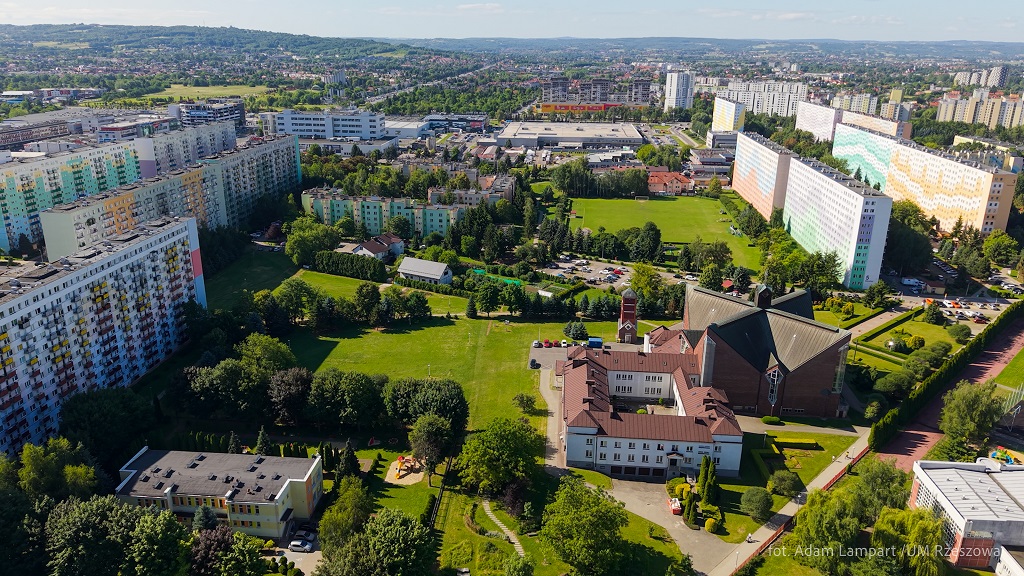 widok z lotu ptaka na osiedle Nowe Miasto w Rzeszowie