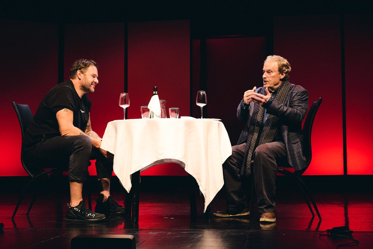 Daniel Olbrychski i Tomasz Karolak w spektaklu "Niespodziewany powrót".