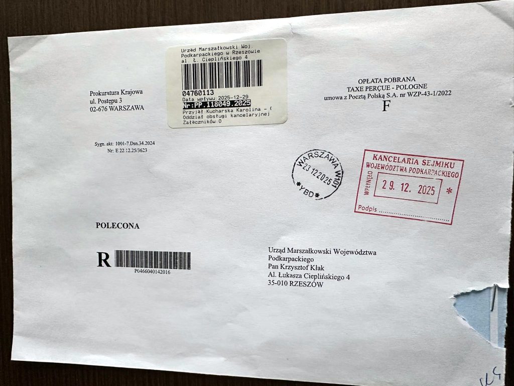 List do Krzysztofa Kłaka