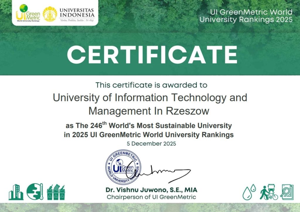 Certyfikat dla WSIiZ