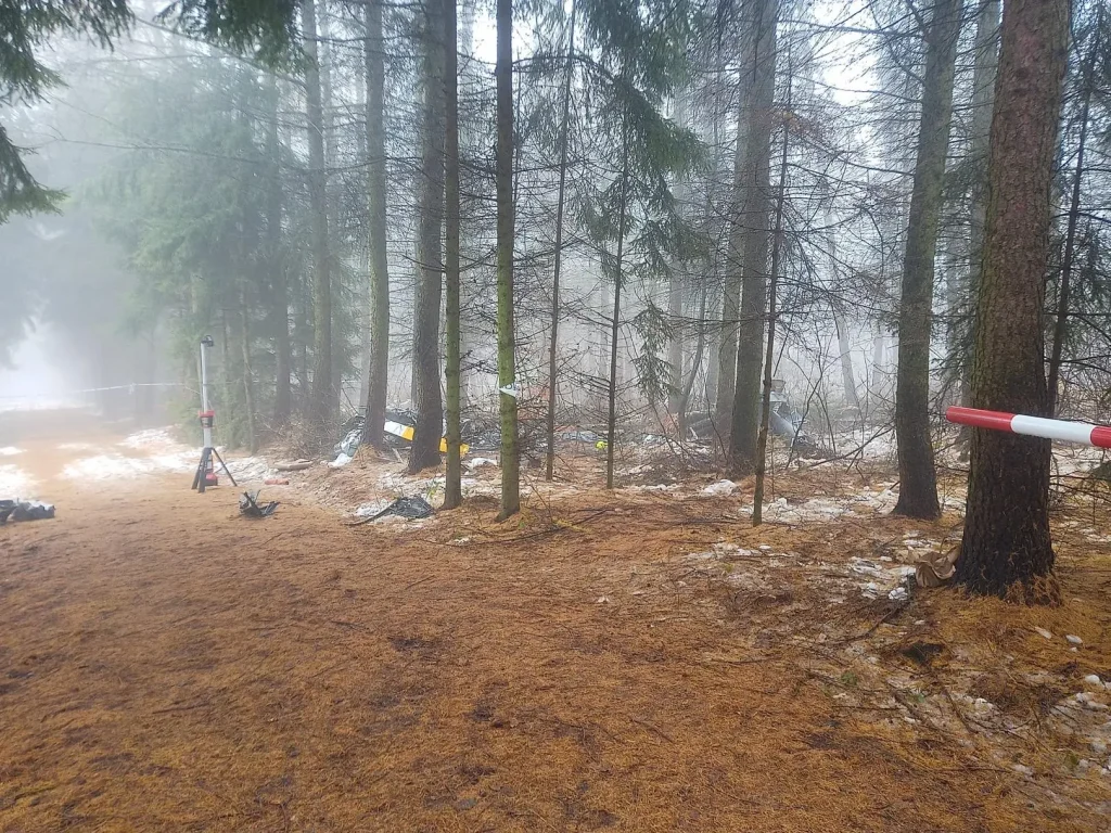 miejsce katastrofy śmigłowca