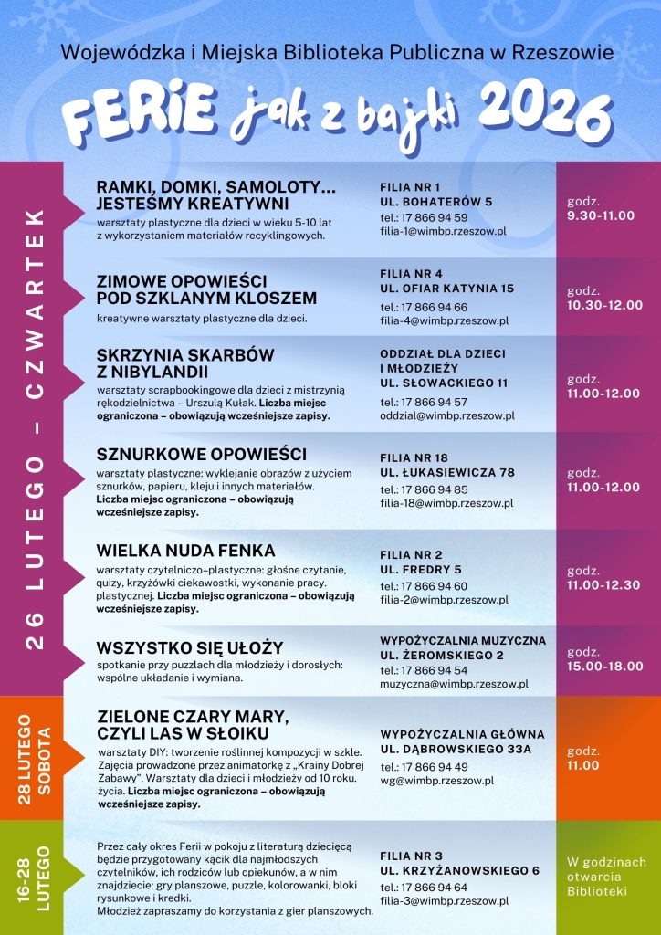 Ferie jak z bajki 2026 w Rzeszowie