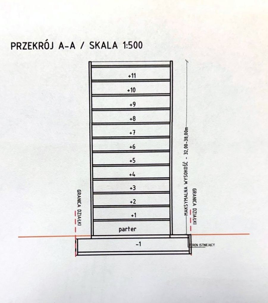 Plan wieżowca przy Mikołajczyka
