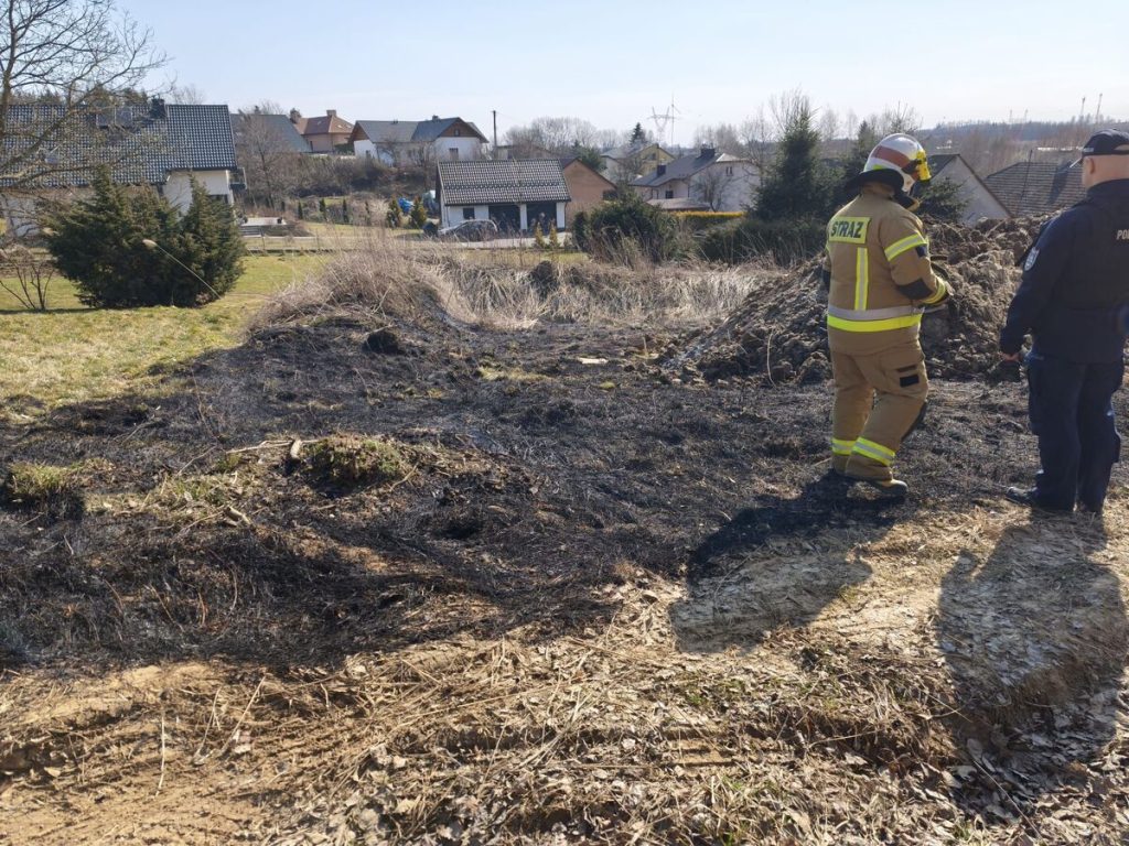 Wypalanie traw, policja i straz pożarna