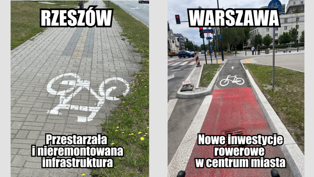 ścieżki rowerowe w Warszawie i rzeszowie