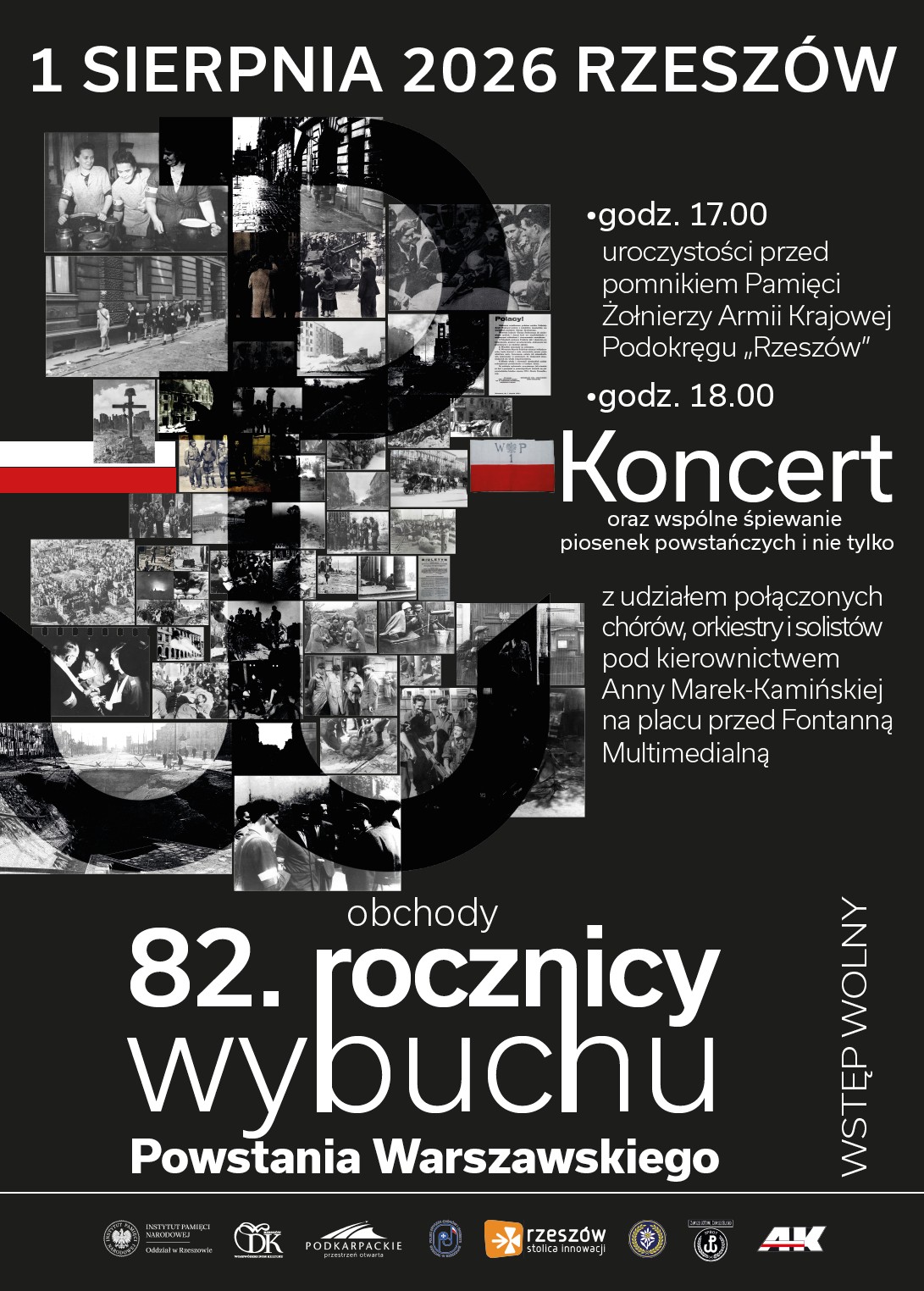 Plakat informujący o obchodach 82. rocznicy powstania warszawskiego