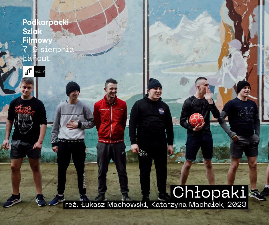 Plakat promujący projekcję filmu Chłopaki