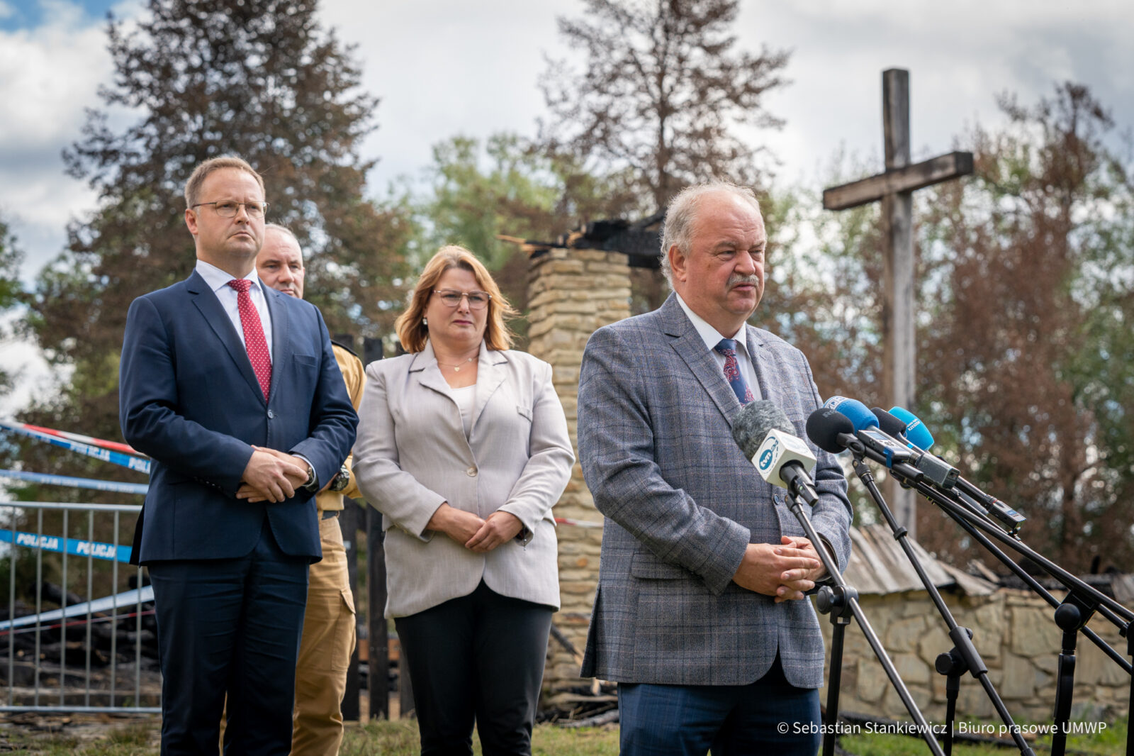Skansen w Sanoku konferencja prasowa po pożarze 